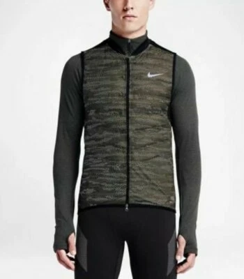 Nike Men's Aeroloft Flash Running 3M Military Green Vest 689168 325 Size M - Image 1 of 4
