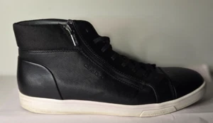 Calvin Klein Black Faux Leather Hi-Top Sneakers With Zipper Men's Size 11.5 - Picture 1 of 7