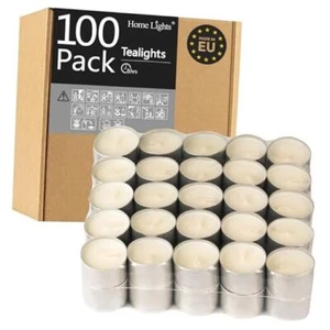 HomeLights Unscented Tealight Candles - 8hr Smokeless White Votive 100 Pack - Picture 1 of 7