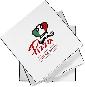 12" X 1.75" White Corrugated Cardboard Pizza Boxes with Color Print 12 Pack - Picture 1 of 1