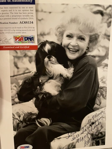 Betty White PSA COA Authenticated Signed Autograph Photo With Her Dog Cover