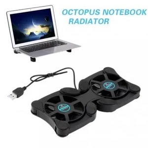 Foldable Low Noise USB Powered 2Fans Cooling Pad Slim Cooler Stands Bases N🌞 - Photo 1/8