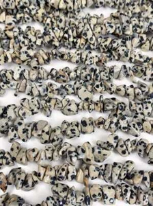 Natural Black White Dalmatian Jasper Nugget Pebble Irregular Chip Beads 32" - Picture 1 of 8