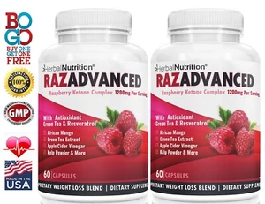 Raspberry Ketones Weight Loss Complex 2 Bottles 120 Caps 1200mg Per Serving  - Picture 1 of 7
