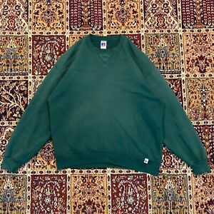 [L] Vintage 90s Russell Athletic green blank sweatshirt