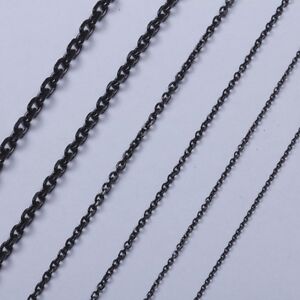 1.6mm to 5.0mm 18"-40" Black Stainless Steel Cross Link Chain Necklace HN23 
