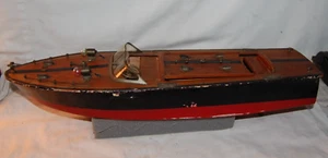 Vintage 18" ITO Model Speedster Wood Boat Battery Operated Horseshoe Motor - Picture 1 of 12