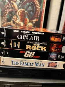 Nicholas Cage vhs stack con air, family man, the rock, gone in 60 seconds - Picture 1 of 13