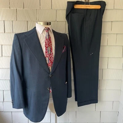 Traje de Hombre Bon Marche Vintage Años 80 Azul Marino 100% Lana Nueva Hecho en España Talla 42R Foto 1 de 4