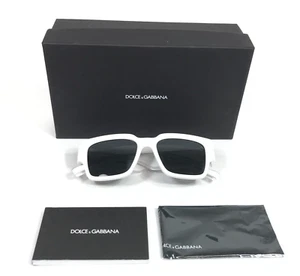 Dolce & Gabbana Sunglasses DG6184 3312/87 White Square w/ Black Lenses 52-18-145 - Picture 1 of 11