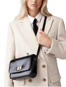 J. Borsa a tracolla Crew Edie pelle italiana nera classica old money lusso nuova con etichetta - Foto 1 di 9