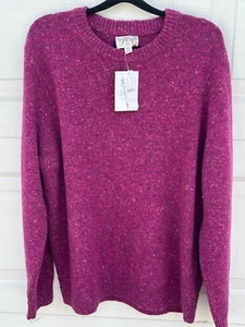 J.Crew Soft Donegal 100% Irish Wool Midnight Speckled pink Crew neck Sweater XL - Picture 1 of 3