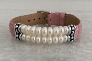 Beautiful Honora Pearl Pink Genuine Leather Double Strand Bracelet
