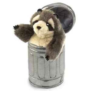 Folkmanis Handpuppe Waschbär im Mülleimer/Raccoon in Garbage Can ArtNr. 2321 Neu - Bild 1 von 2