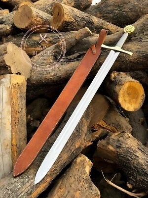 手工锻造 Excalibur 剑高碳钢锋利战斗准备中世纪 +鞘 — 第 1/4 张图片