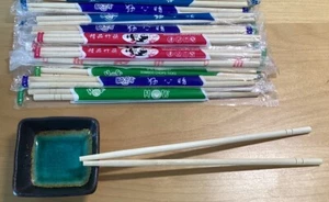 20 Pairs Chopsticks Natural Wood Bamboo 9” Chopsticks Reusable Individual Wrap - Picture 1 of 4