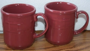 Longaberger Pottery Mugs Set 2 Coffee Tea Mugs Woven Traditions USA PAPRIKA - Picture 1 of 3