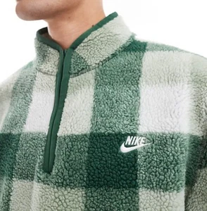Nike Fleece grün quadratisch Reißverschluss Herren Sweatshirt kariert quadratisch 1/4 Reißverschluss Gr. M $ 115 - Bild 1 von 8
