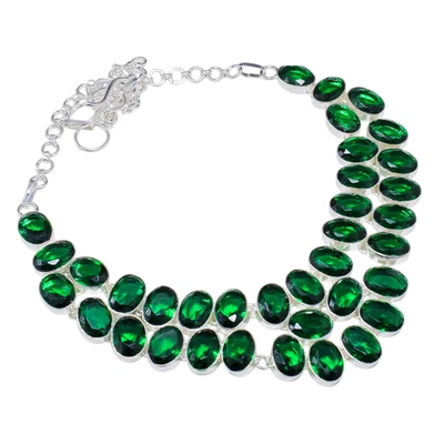 Chrome Diopside Gemstone  925 Sterling Silver Jewelry Necklace Size-17-18" - Image 1 of 4