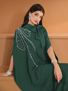 Elegante abito lungo donna Abaya musulmano maxi abito tacchino islamico caftano Ramadan - Foto 1 di 16
