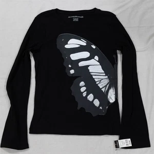 Norma Kamali Butterfly Wing Women's L Long Sleeve Black Cotton Top - Picture 1 of 5