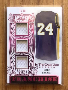 Kobe Bryant 2024 Leaf In The Game Used Triple Jersey Card 1/30 Lakers - Picture 1 of 2