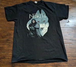 T-shirt Game of Thrones L King in the North Jon Snow Direwolf maglietta grafica nera - Foto 1 di 7