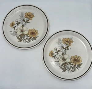 Two Town & Country Mill Run Stoneware Dinner Plates 10-1/2" Floral Japan I24 - Picture 1 of 7
