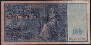 Germany 100 Mark 1910 Vintage Old Paper Money Banknote Currency Note Pick 42 F - Picture 1 of 2