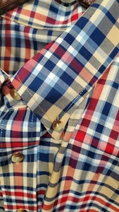 Jos A Bank Traveler Shirt XL Tailored Fit Tan Blue Red Plaid Long Sleeve NEW - Picture 1 of 4