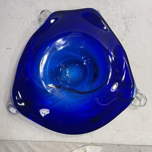 Vintage Midcentury Modern Kobalt Glas Schale Made or Retailed by Birks - Bild 1 von 9