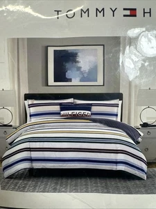 NUEVO Juego de 3 almohadas edredón Tommy Hilfiger King tiras múltiples 100 % algodón $200 - Imagen 1 de 6