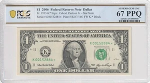 $1 2006 Star Note Fr.1933-K Dallas K00152884* PCGS Graded 67PPQ Rare 2 of 5 - Picture 1 of 2