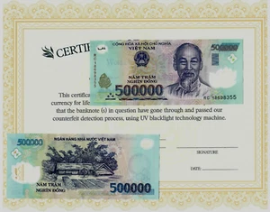 1 Million Vietnamese Dong ( 500000 x 2 Pieces ) Vietnam 500,000 Currency COA - Picture 1 of 4