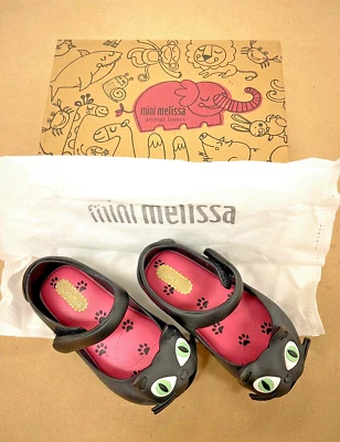 Mini Melissa Niña Pequeña Ultragirl II Mary Jane Flat Gato Negro Nuevo con Caja Foto 1 de 4