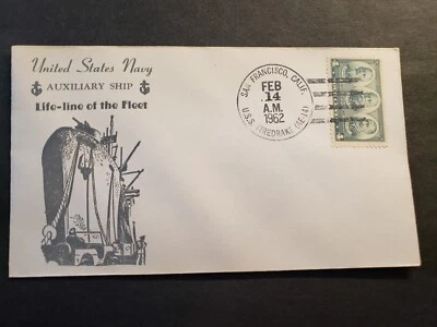 Barco de munición USS Firedrake AE-14 cubierta naval 1962 Cachet San Francisco, CA Foto 1 de 2