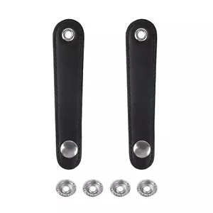 Juego de 2 correas ajustables de cuero PU de cuero PU a distancia de orificio de 10 cm negro - Imagen 1 de 5