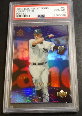 DEREK JETER 2005 UD REFLECTIONS PURPLE REFRACTOR 56/99 PSA 10 YANKEES HOF POP 2 - Image 1 of 3