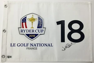David Duval 2018 Ryder Cup Le Golf National #18 Signed Pin Flag Beckett BR77435 - Picture 1 of 4