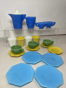 Vintage Mixed Lot of Glass Child's Dish Set Akro Agate 20 Pieces - Imagen 1 de 20