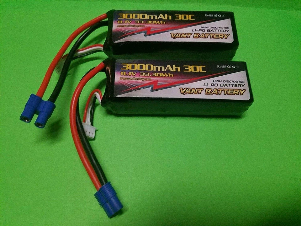 2x vant 11.1V 3000mAh 30C LiPo Battery  w/ EC3 Blade 350  QX3 450 EFLB30003S30 - Image 1 of 1