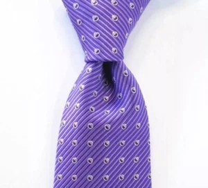 Stanley Blacker Refined Purple & White Print 100% Silk Tie 3 1/4" x 54" - Picture 1 of 6