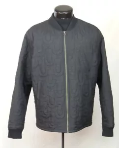 Men True Religion XL Black Jacket Coat Warm Winter All Over Logo Dress Hipster - Picture 1 of 12