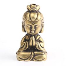 Chinese Old Pure Brass Guanyin Bodhisattva Small Buddha Statue Pendant