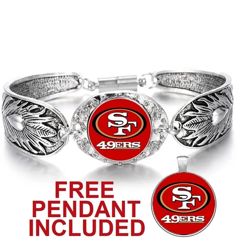 New San Francisco 49ers Women's Sterling Silver Bracelet Gift w Gift Pkg D3 Cover