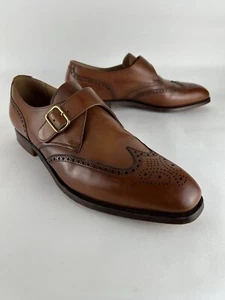 CROCKETT & JONES Mens US 12 D Chalfont Monk Strap Dress Shoes Brown Calfskin - Picture 1 of 16