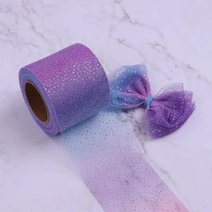 5yards 6cm Dot Tulle Soft Iridescent Mesh Ribbon Craft Bowknot Wedding Decor DIY - Picture 1 of 18