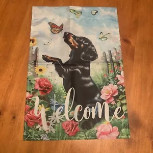 Dachshund Dog Garden Flag 12"x18" Welcome Double Sided New - Picture 1 of 2