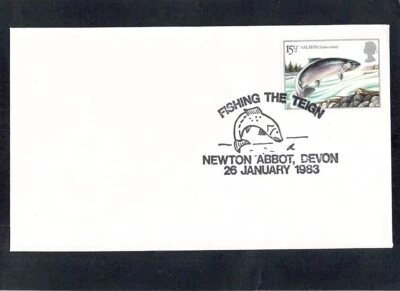 X2522 UK 1983 Newton Abbot Fishing the Teign Special postmark on cover Foto 1 de 2