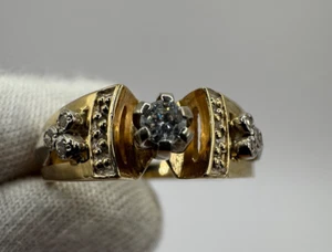 Ukraine 14K 585 Damen Gold Ring natürlicher Diamant 4,30 g individuelles Design 8,5 Größe - Bild 1 von 15